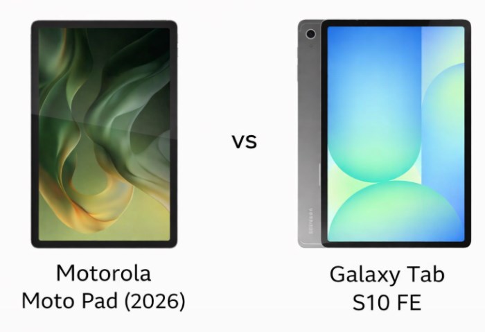 Moto Pad 2026 vs Samsung Galaxy Tab S10 FE